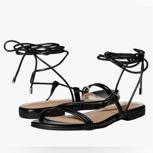 Elegant Black Lace-Up Sandals